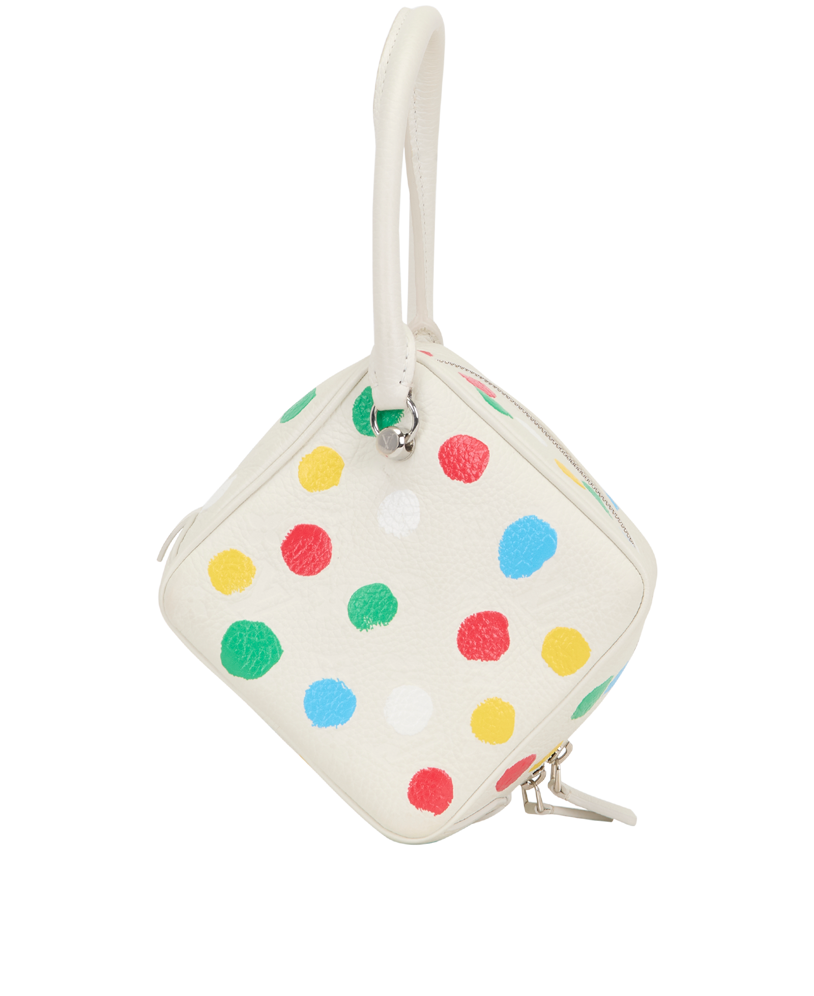 x Yayoi Kusama 2023 Square Bag, &pound;1,900, Handbags, Cream, Leather, Side view